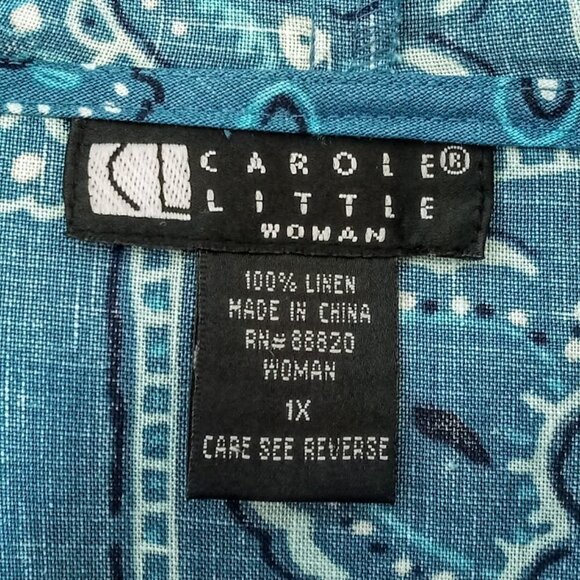 Carole Little Blue White Linen Hooded Jacket - Picture 3 of 4